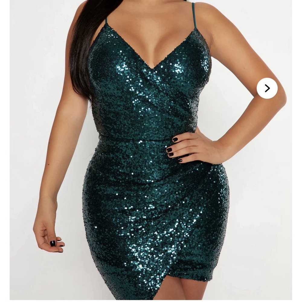 Fashion Nova Women's Dreamer Sequin Mini Dress Teal Size Large